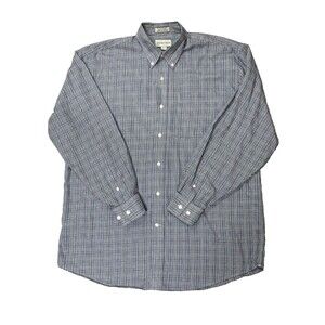 Cutter & Buck Cotton Shirt Mens XL Gray Glen Plaid Button-Up Long Sleeve